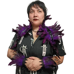 Feather shawl and wrist cuffs in assorted colours – perfect for witches or festival wear