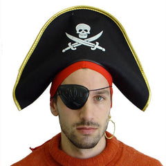Felt Pirate Hat with Gold Trim, will fit teens and adults.
