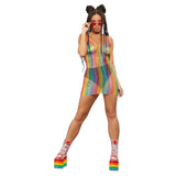 Fever Rainbow Fishnet Dress, see through..