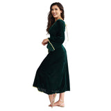 Green medieval princess costume with gold trim