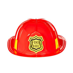 Bright red firefighter costume hat with front emblem – adult size by Leg Avenue