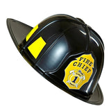 Black fireman hat with Fire Chief badge adult costume accessory