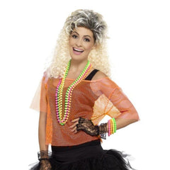 Fishnet Top - Neon Orange perfect 80s accessory for ladies.