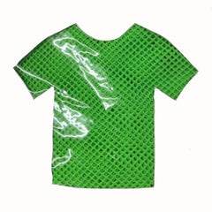 Green short sleeve fishnet top front view