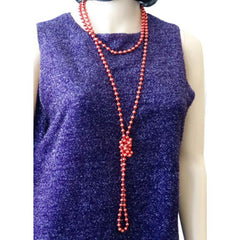 Long red flapper beads 183 cm long.