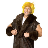 flintstones barney rubble adult costume with yellow wig.