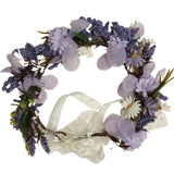 Floral wreath with purple lavender and white flowers on a white background