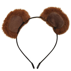 Brown furry headband ears on a white background