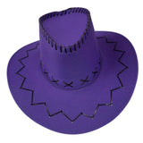 Fluro purple cowboy hat with black trim and chin cord