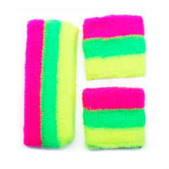 Fluro stripe sweatbands for adults