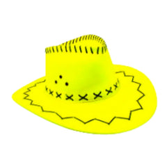 Fluro yellow cowboy hat with rope cord