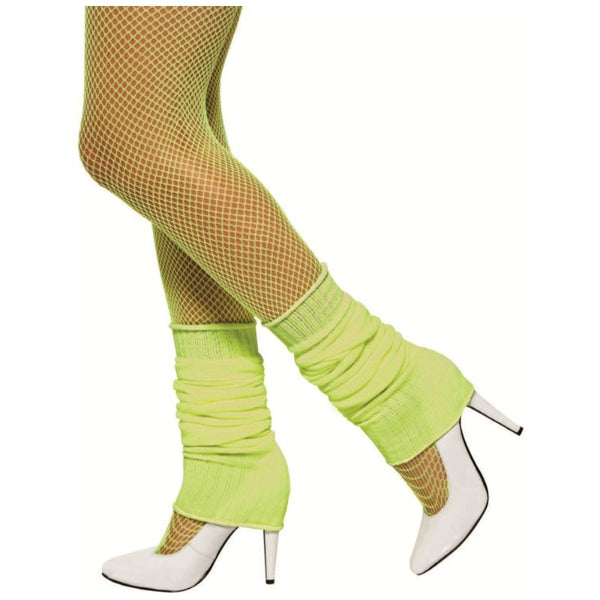 Fluro yellow 1980s legwarmers – retro neon costume accessory
