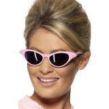 Pink flyaway style rock and roll sunglasses with diamante – 1950s costume accessory