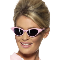 Pink flyaway style rock and roll sunglasses with diamante – 1950s costume accessory
