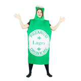Foam Beer Bottle Adult Costume, unisex, "premium larger drink me" print.