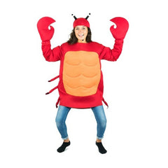 adult foam crab costume is unisex, tunic with seperate hat for eyes.