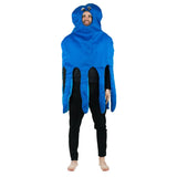 Foam Octopus Adult Costume, costume with enclosed hood and opening for face, comes to chest with legs hanging down.
