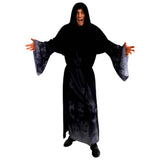 Men's Forgotten Souls Robe with skull print and hooded capelet front view