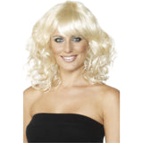 Blonde shoulder-length foxy wig with soft waves for ladies' costumes and party wear