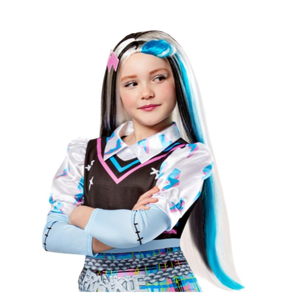 Frankie Stein child wig with white, blue, and black streaks – Monster High accessory