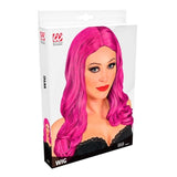 Fuchsia Roxy Wig with long pink wavy hair – Widmann boxed packaging