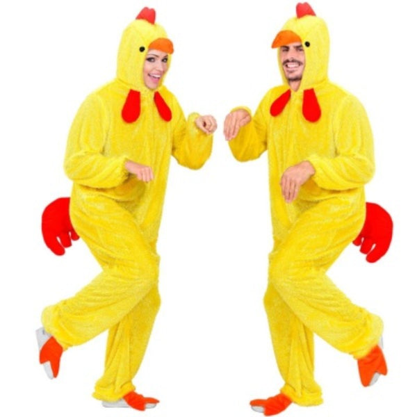 Funny chick hooded jumpsuit costume with attached tail
