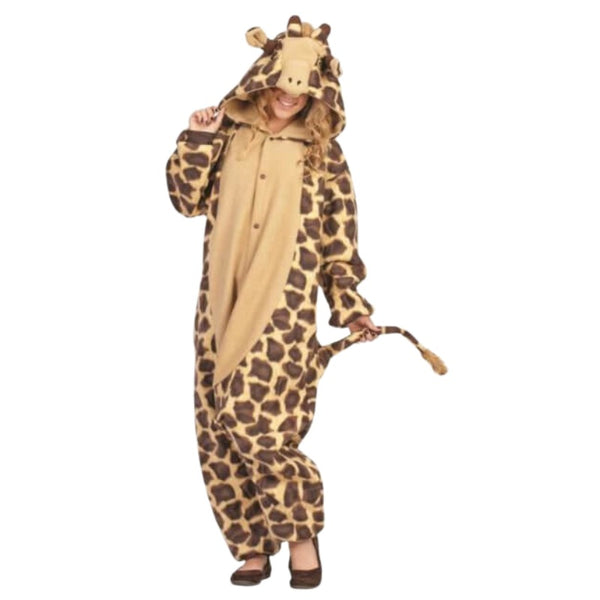 Adult giraffe onesie costume with hood – available to hire in Brisbane