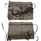 Two brown fabric bags with black straps on a white background