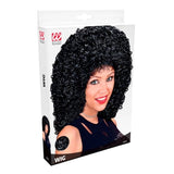 Box for black 80s long curly big hair costume wig