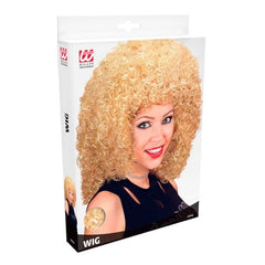 Gabrielle blonde wig with long curly 80s big hair for retro costume themes