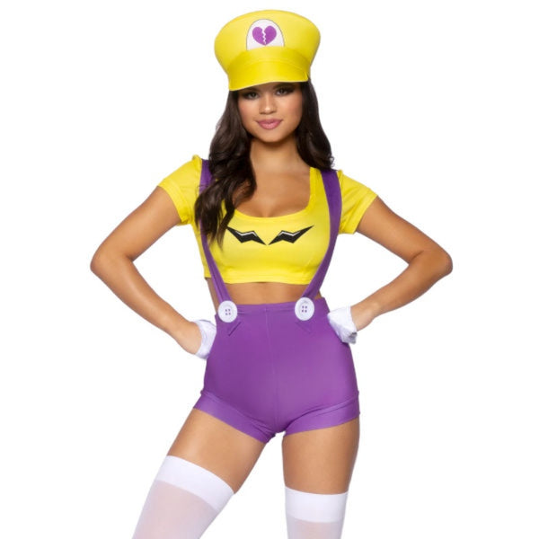 Gamer villain costume for women with crop top and shorts