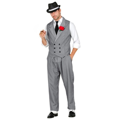 Gangster costume grey pinstripe full set without accessories
