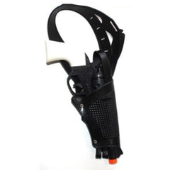 Black and white gangster toy gun with holster – safe 1920s fancy dress costume prop accessory.