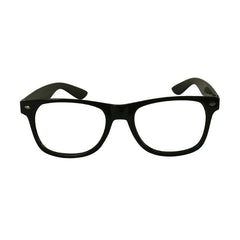 Black geek glasses with clear lenses, adult-size costume accessory for nerd or Austin Powers costumes