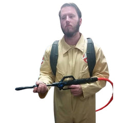 Ghostbuster costume with jumpsuit and inflatable proton pack for hire in Brisbane