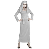 Ghostly nun costume with grey robe and matching headpiece