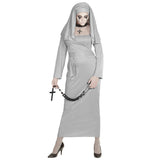 Ghostly nun costume with grey robe and matching headpiece