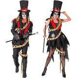 Giant snake prop wrapped around halloween voodoo outfits