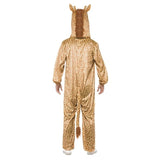 Giraffe Adult Costume - Orange, printed jumpsuit with seperate large head piece.