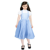 Girls Classic Blue Gingham Dress Costume with matching blue hair ribbons