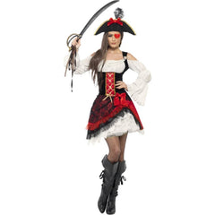 Glamorous lady pirate costume dress and hat