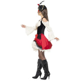 Black and red pirate dress with lace overlay