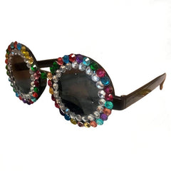 Over the Rainbow Jewelled Glasses with colourful rhinestone glasses with tinted lenses for Pride, Mardi Gras, and festivals.