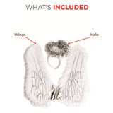 White glittery wings with silver tinsel halo