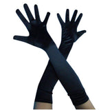 Gloves long satin in black over the elbow.