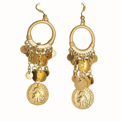 Goddess Gold Earrings with coins