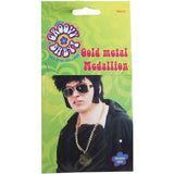 Packaging for Gold coin medallion necklace ideal accessory for disco parties