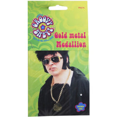 Gold coin medallion necklace for 70s, pirate, or Roman costumes