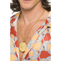 Gold coin medallion necklace for 70s, pirate, or Roman costumes