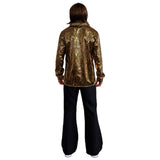 Gold Disco Dude Shirt black and gold retro print back view
